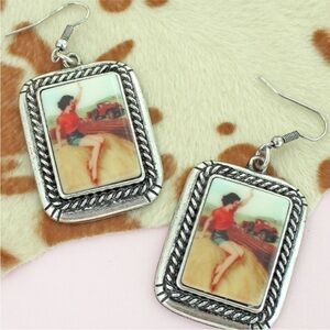 On the Farm Cowgirl Portrait Earrings – Retro Western Charm
